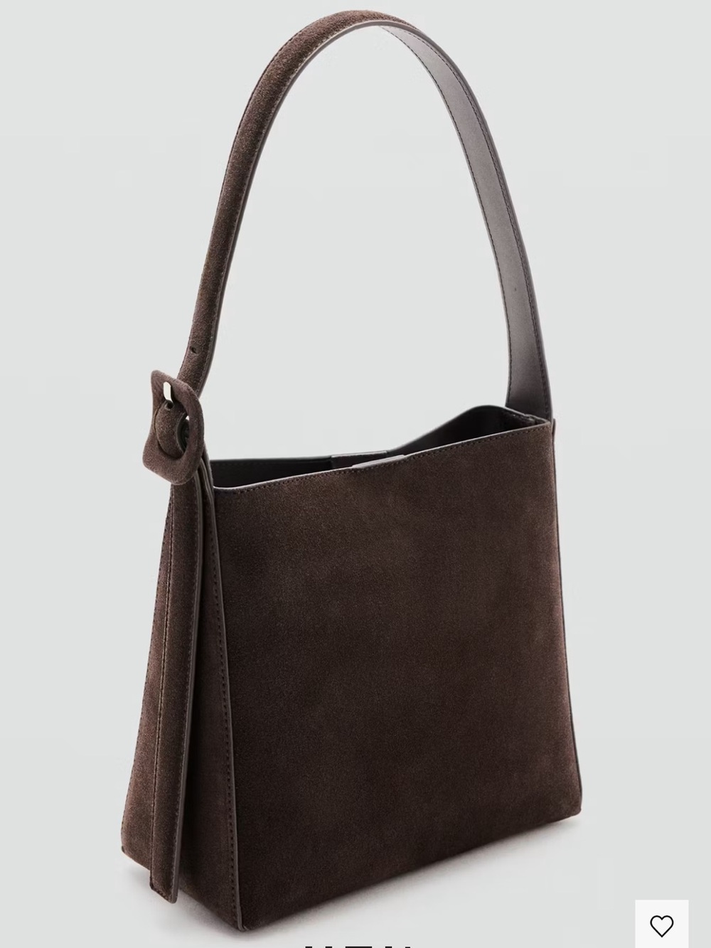 MANGO Classic Suede Shoulder Bag in Dark Brown
